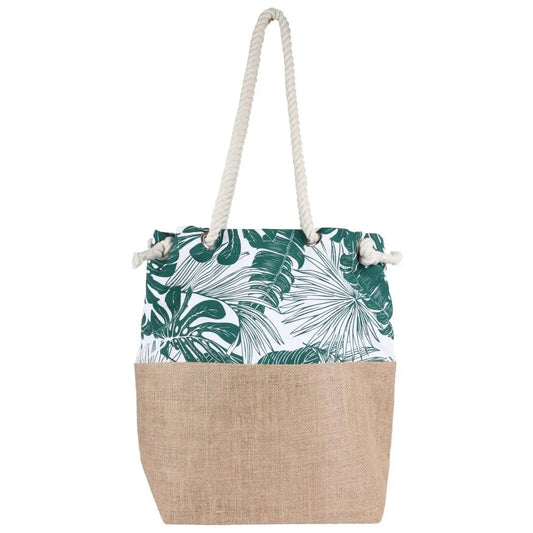 Juco Summer Tote: Half Jute & Half Leaf