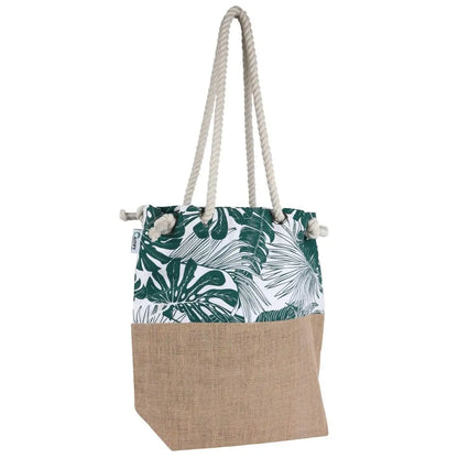 Juco Summer Tote: Half Jute & Half Leaf