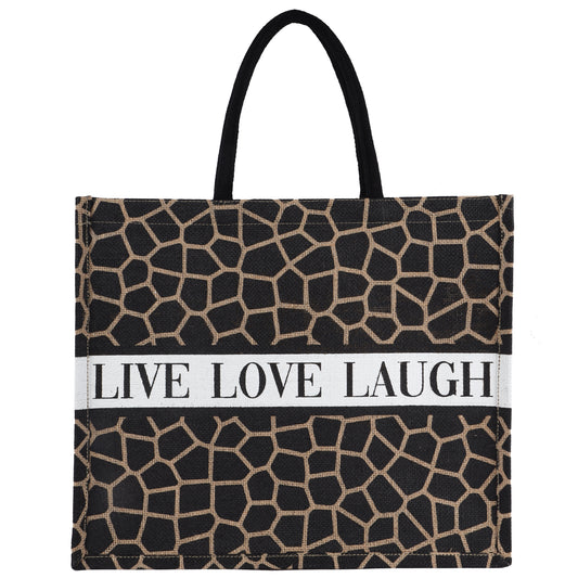 Chic Jute Shopper : Live Love Laugh : Giraffe