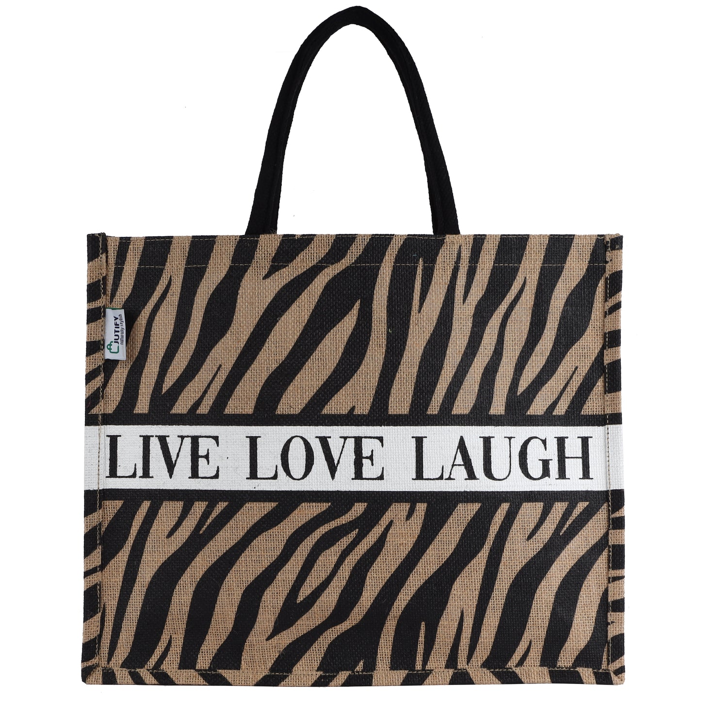 Chic Jute Shopper : Live Love Laugh : Zebra