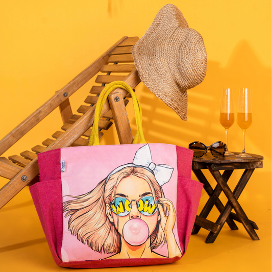 Pop Tote Jute : Bubble Gum